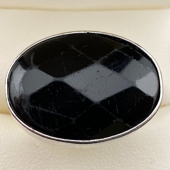Charles Albert Black Onyx .950 Fine Silver Modernist 1" Ring Sz. 8.5 Thick Band - Picture 9 of 13